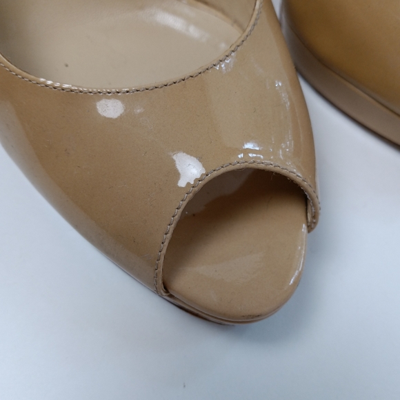 Jimmy Choo Patent Leather Sling Back Peep Toe Heels - Picture 11 of 14